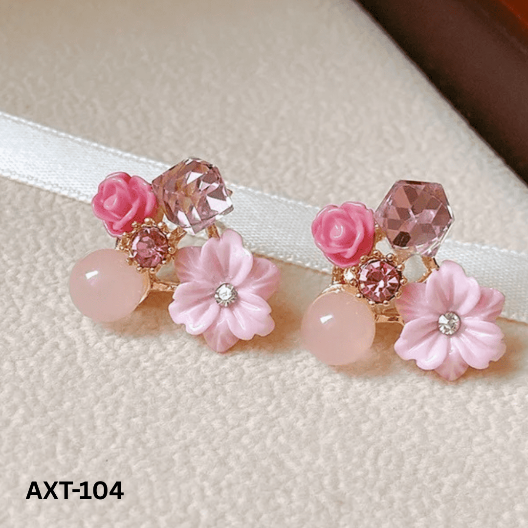 AXT-104 Flower Crystal Korean Earrings By BSM - BSM WHOLESALE