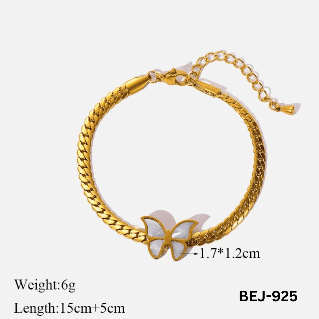 BEJ-925 - White Butterfly - Bracelet - BSM WHOLESALE