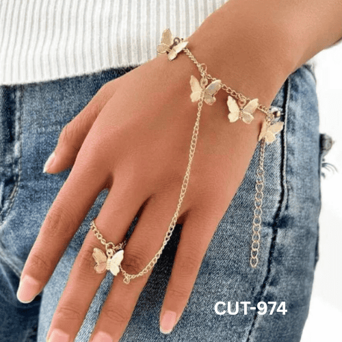 CUT-974 Golden Butterfly Korean Anklet/Bracelet By BSM - BSM WHOLESALE