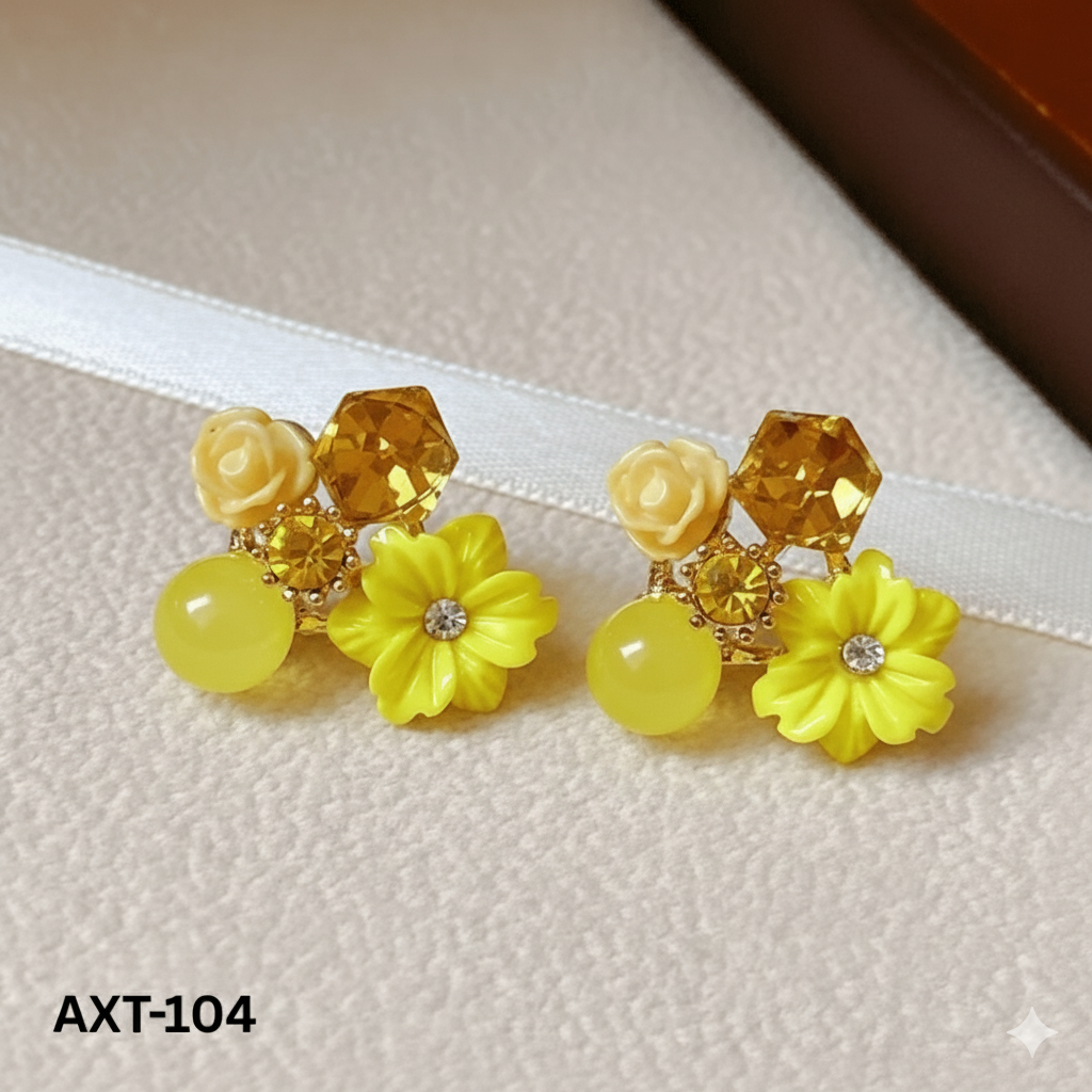 AXT-104 - Yellow Flower - Earrings - BSM WHOLESALE