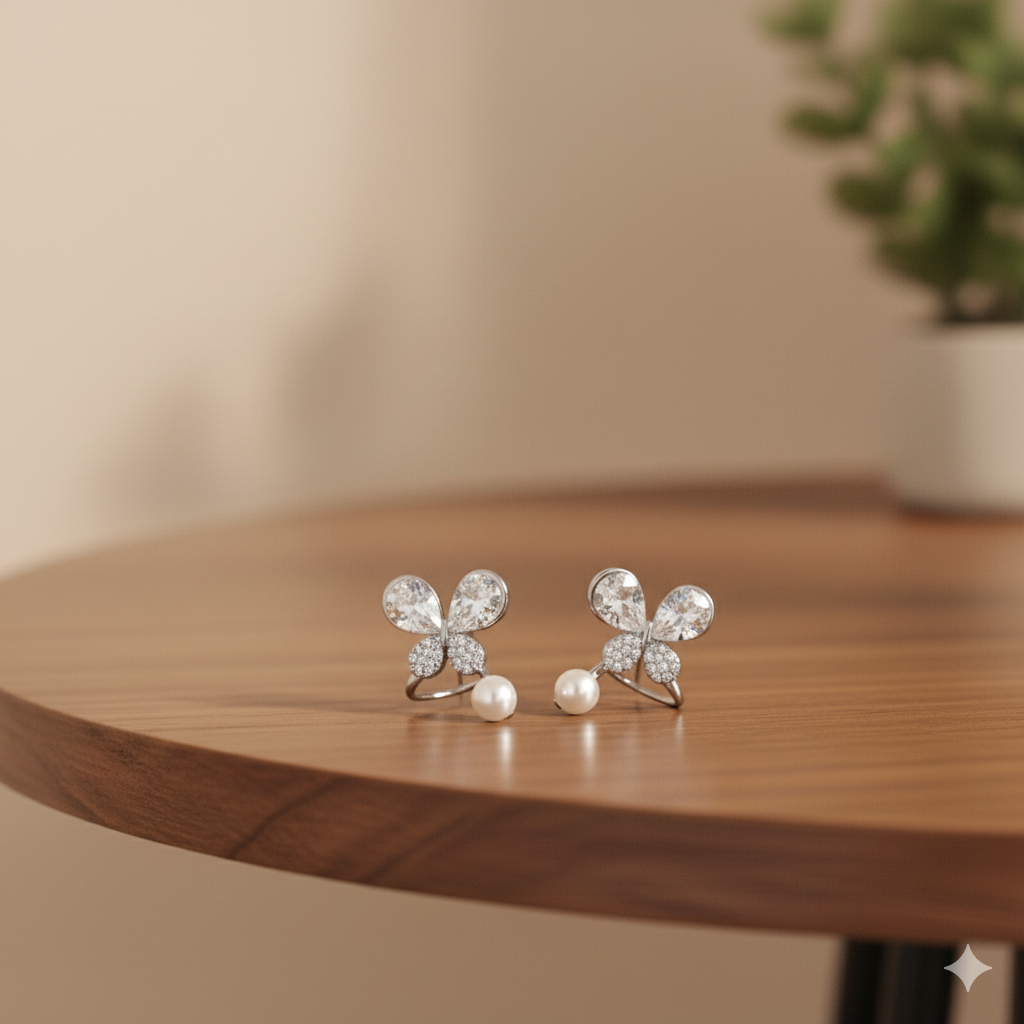 PQT-994 Silver Tangled Korean Pearl Earrings By BSM - BSM WHOLESALE