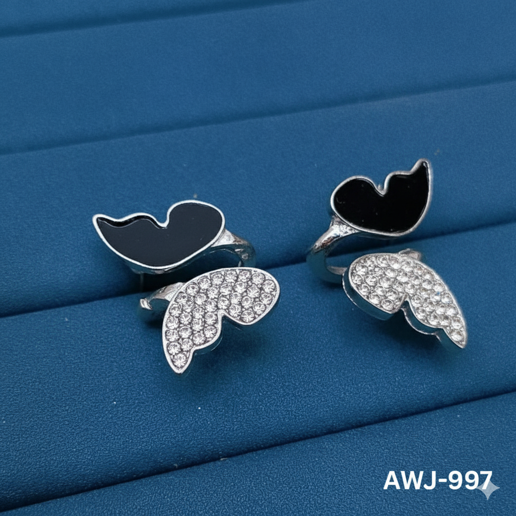 AWJ-997 Silver Zircon Butterfly Earrings By BSM - BSM WHOLESALE