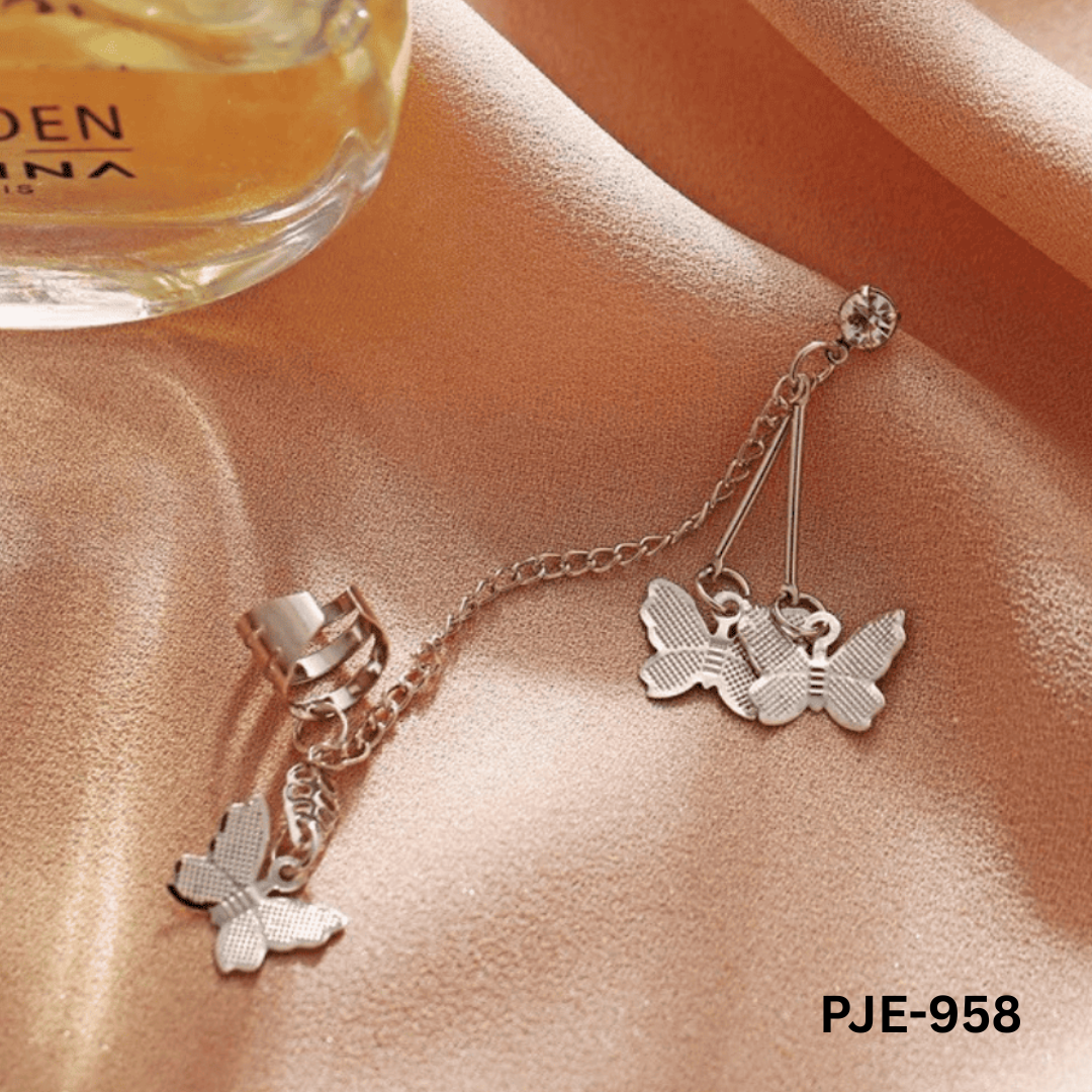 PJE-958 - Silver Butterfly - Earrings - BSM WHOLESALE