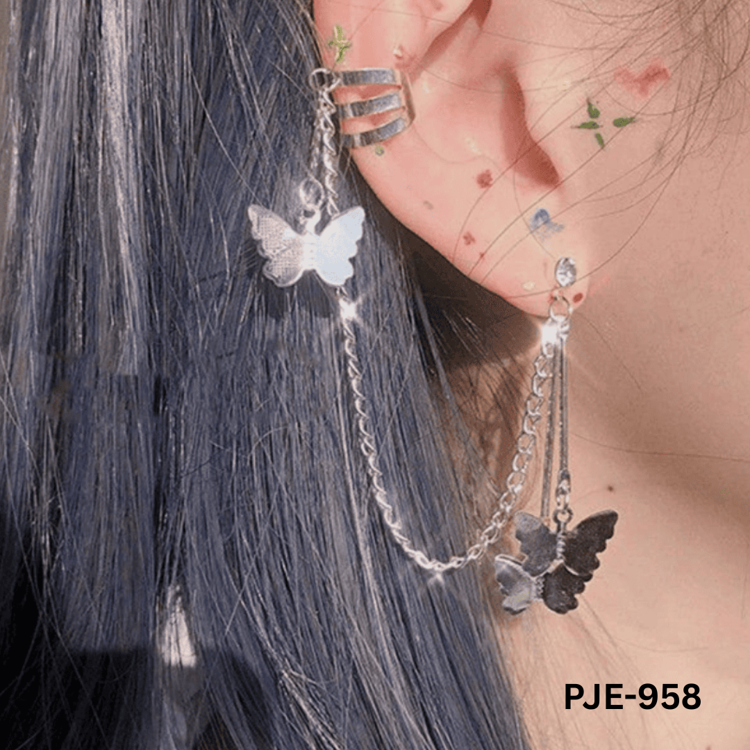 PJE-958 - Silver Butterfly - Earrings - BSM WHOLESALE