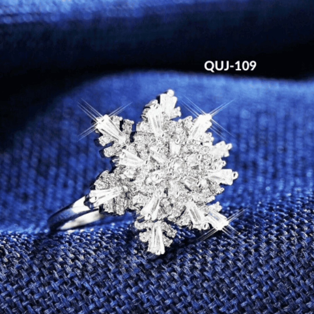 QUJ-109 Silver Sparkling Flower Rotating Rings by BSM - BSM WHOLESALE