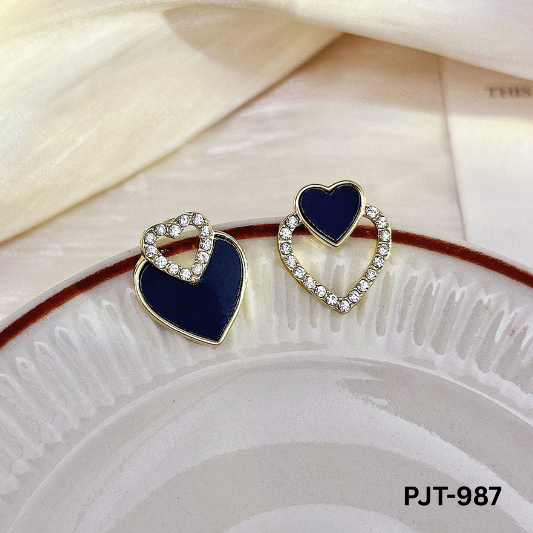PJT-987 - Black Heart - Earrings - BSM WHOLESALE