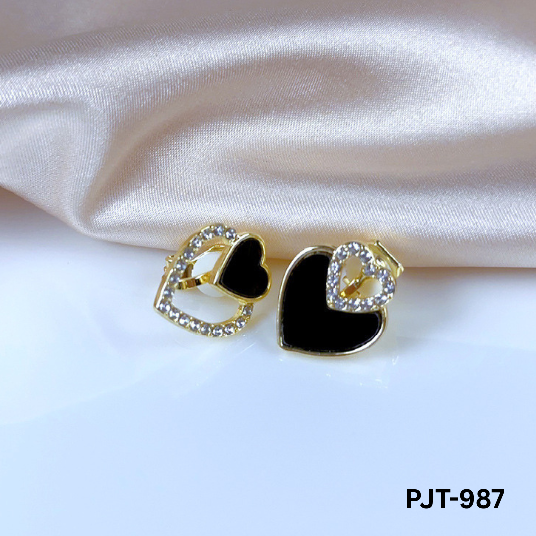PJT-987 - Black Heart - Earrings - BSM WHOLESALE