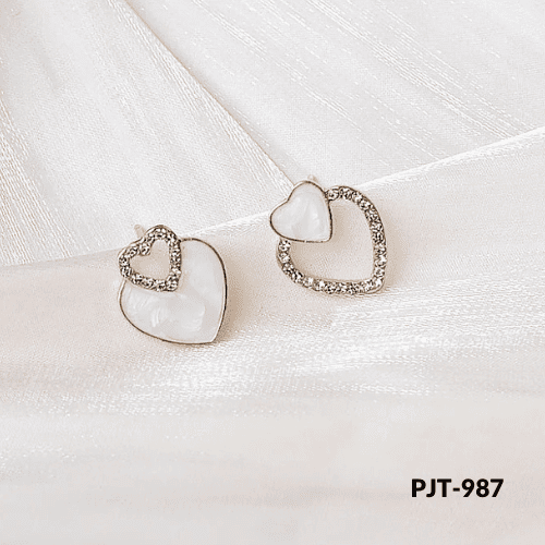 PJT-987 Korean Heart Shape Zircon Earings By BSM - BSM WHOLESALE