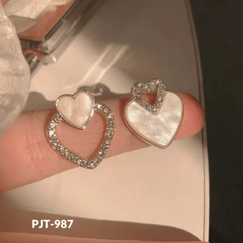 PJT-987 Korean Heart Shape Zircon Earings By BSM - BSM WHOLESALE