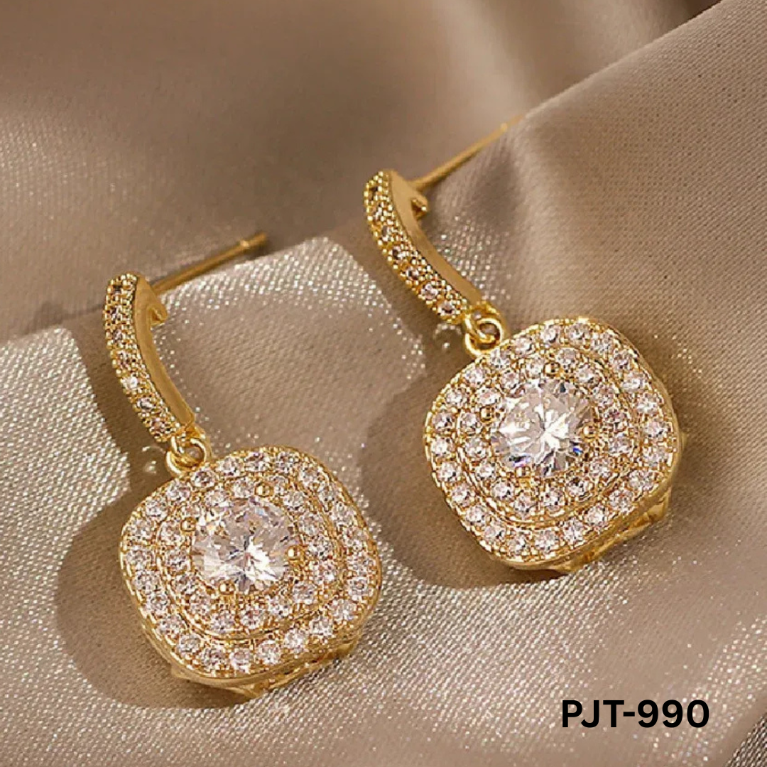 PJT-990 - Golden Zircon - Earrings - BSM WHOLESALE