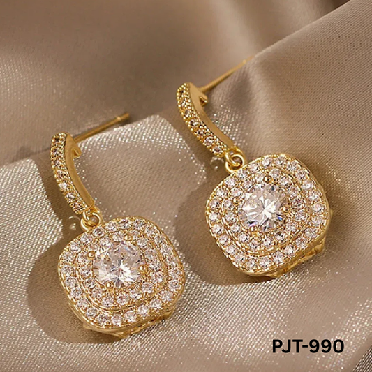 PJT-990 - Golden Zircon - Earrings - BSM WHOLESALE