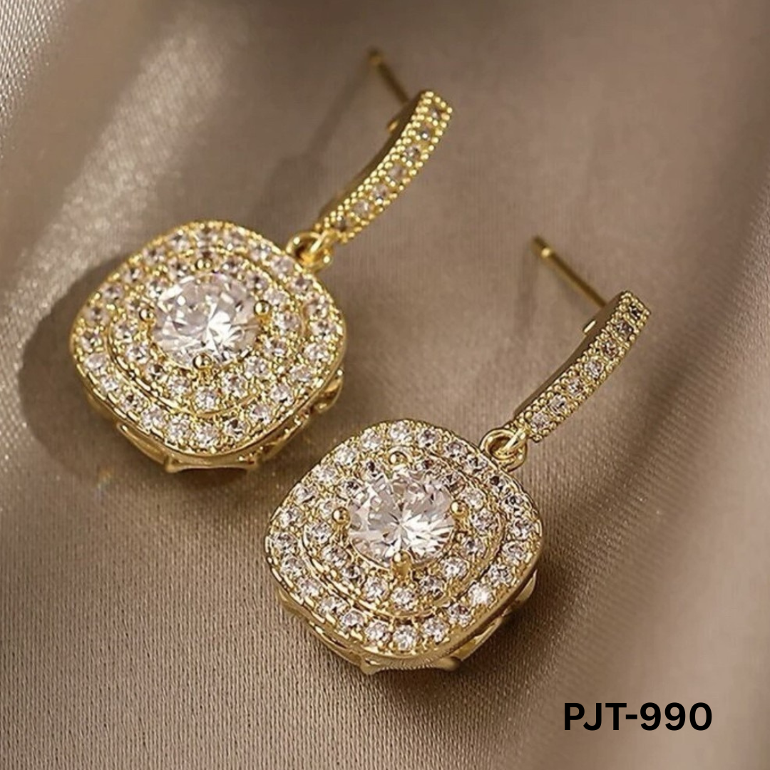 PJT-990 - Golden Zircon - Earrings - BSM WHOLESALE