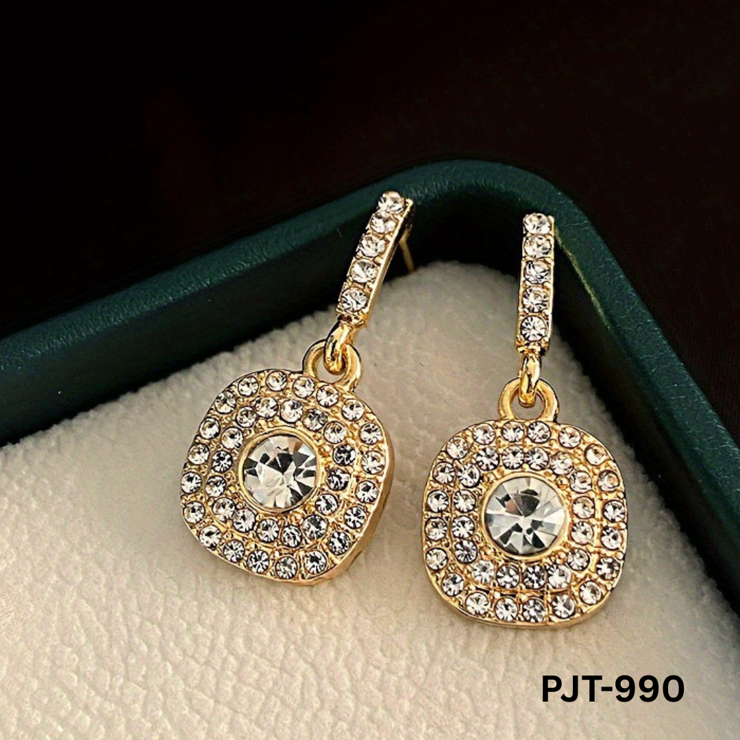 PJT-990 - Golden Zircon - Earrings - BSM WHOLESALE