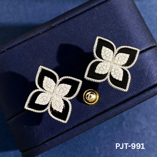 PJT-991 - Black Flower - Earrings - BSM WHOLESALE