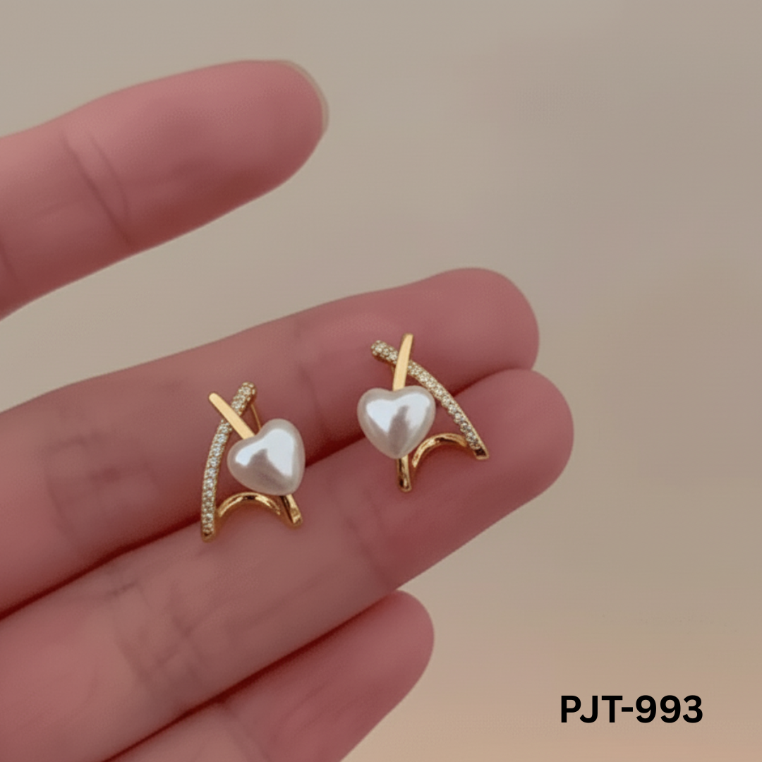 PJT-993 - Golden Cross Heart - Earrings - BSM WHOLESALE