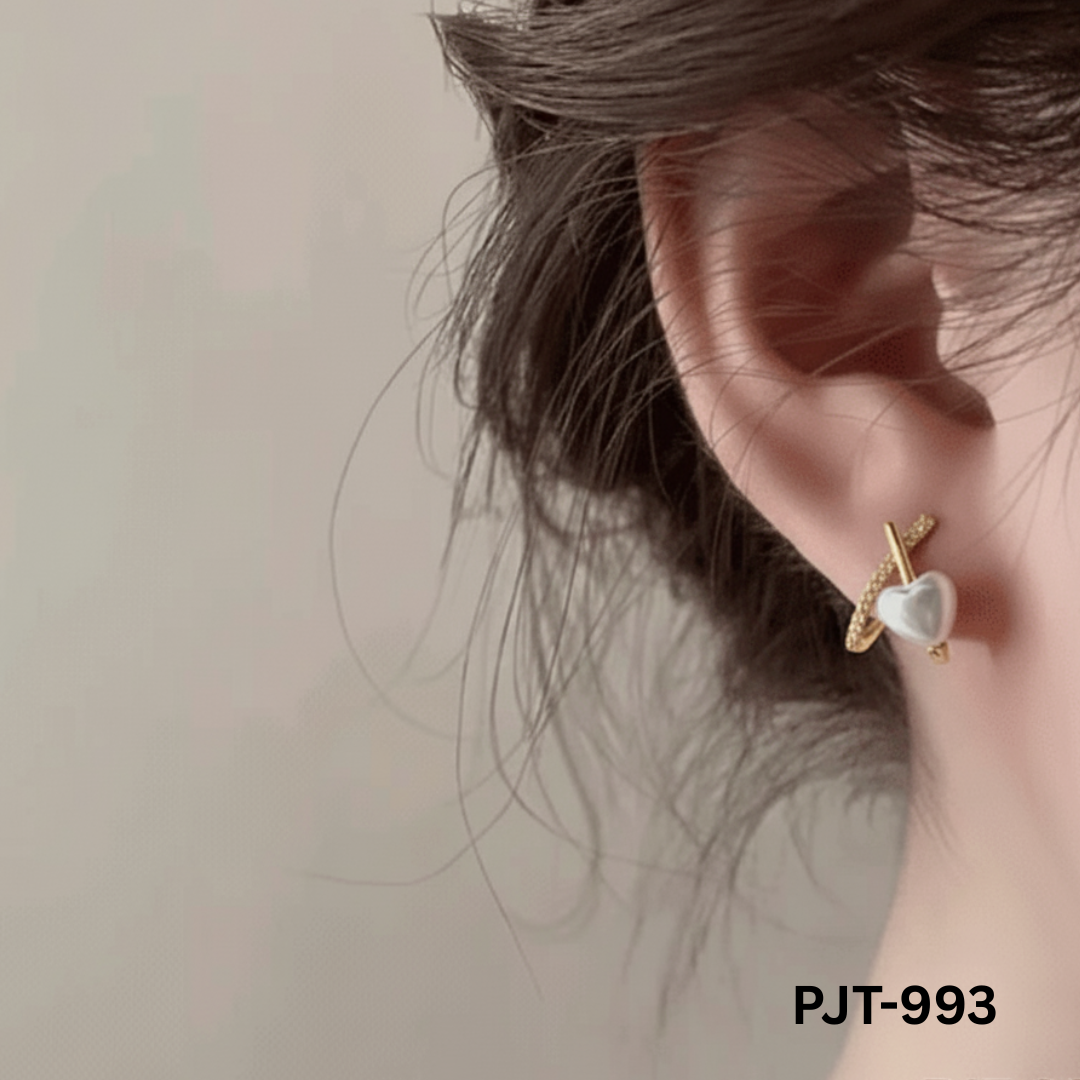 PJT-993 - Golden Cross Heart - Earrings - BSM WHOLESALE