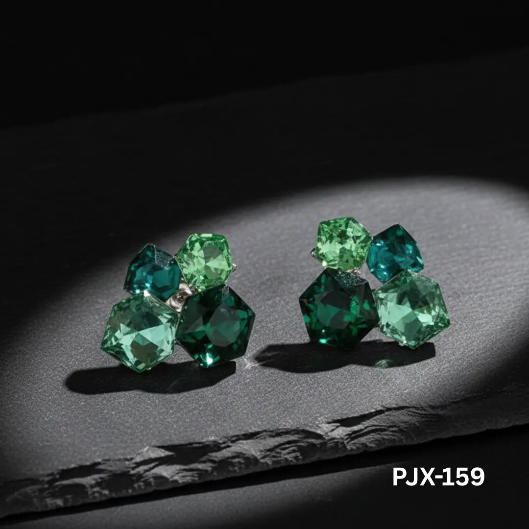 PJX-159 - Green Crystal Sparkling - Earrings