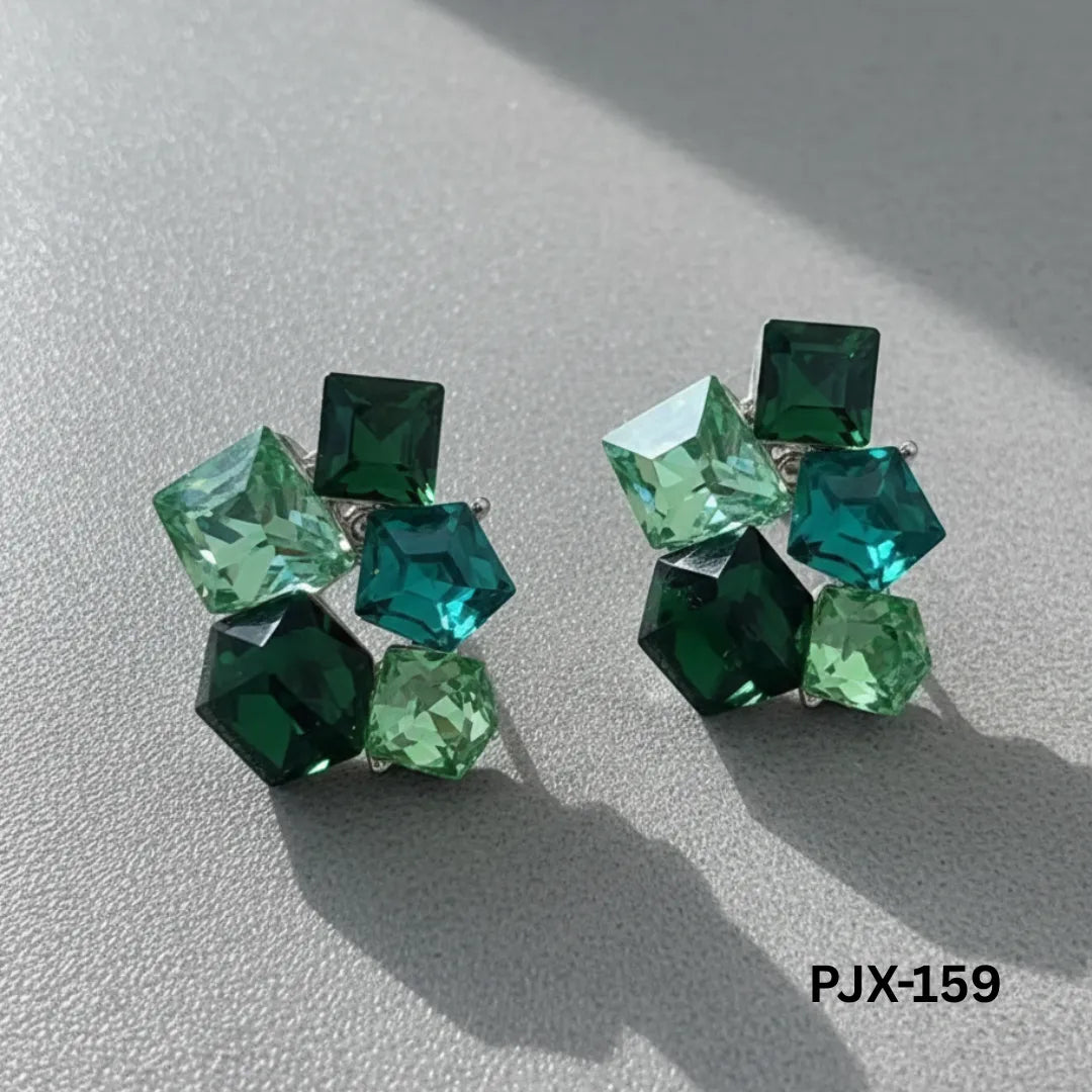 PJX-159 - Green Crystal Sparkling - Earrings