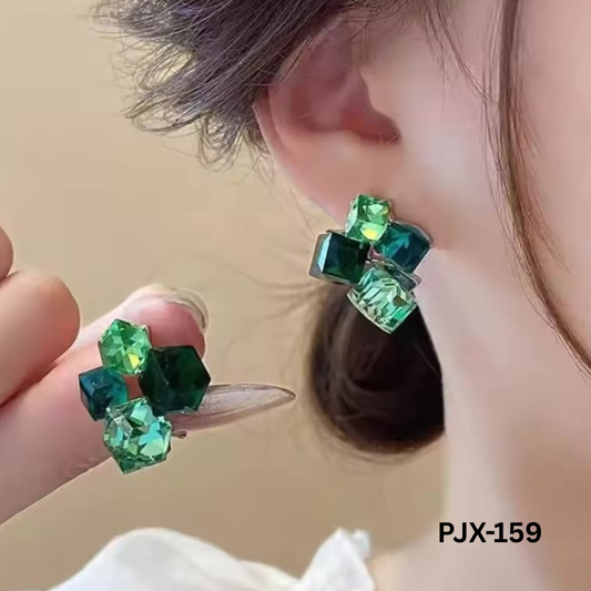 PJX-159 - Green Crystal Sparkling - Earrings
