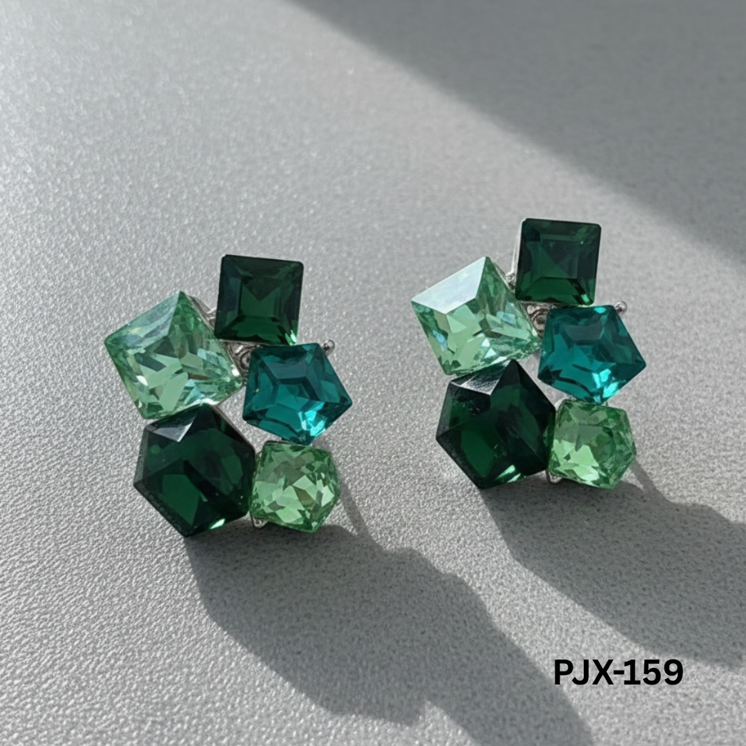 PJX-159 - Green Crystal Sparkling - Earrings
