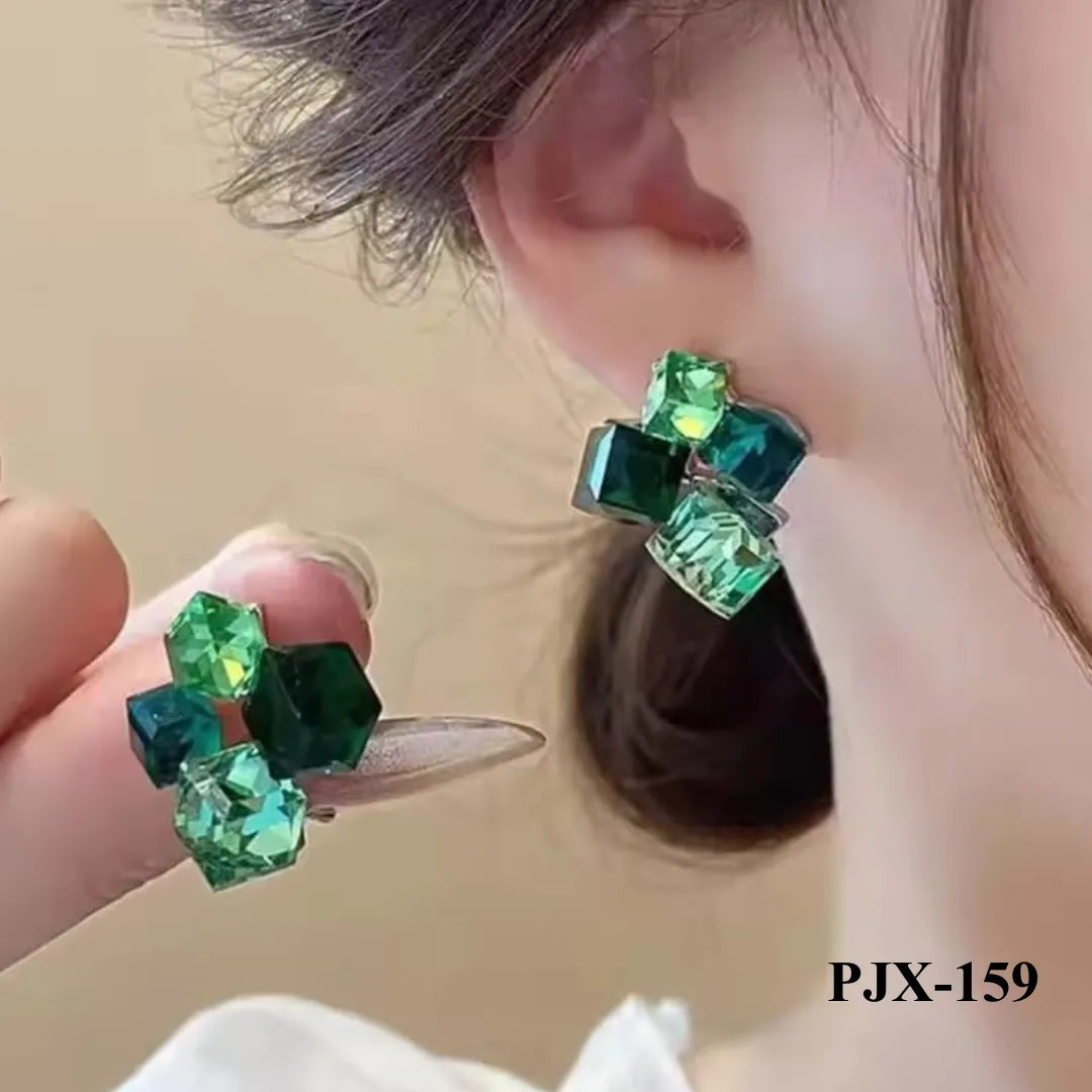PJX-159 - Green Crystal Sparkling - Earrings