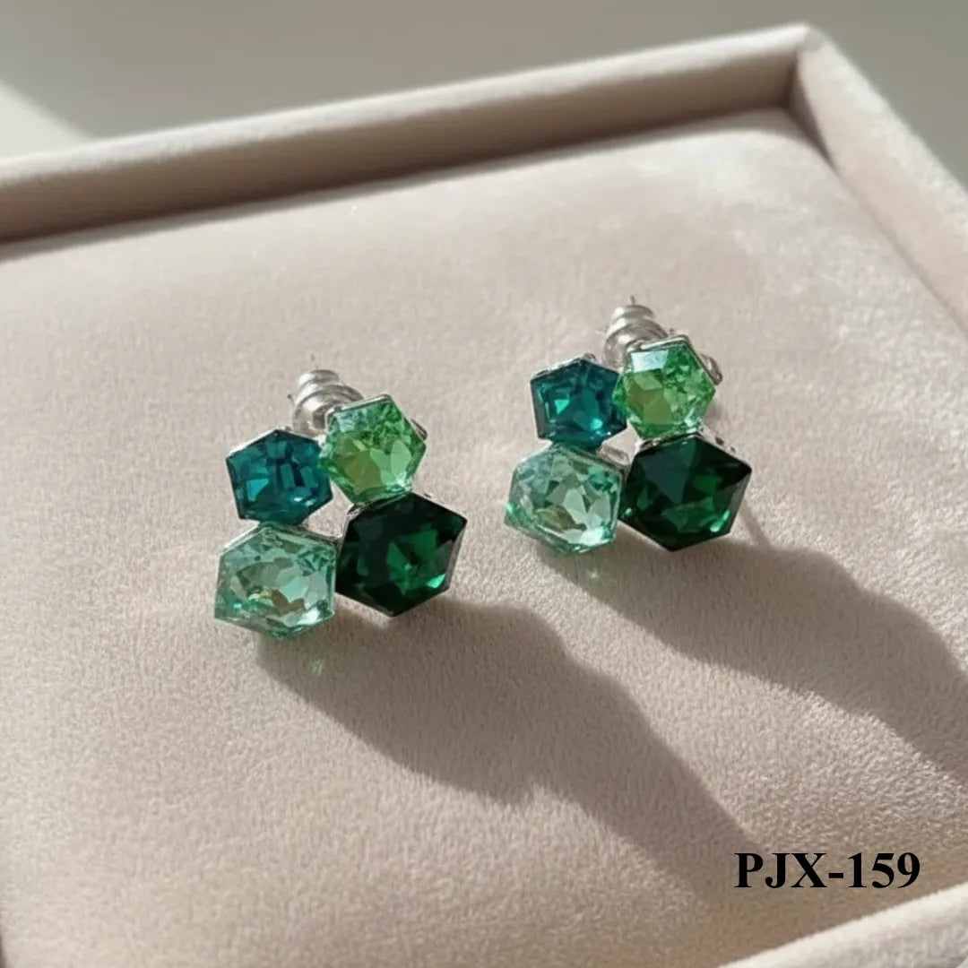 PJX-159 - Green Crystal Sparkling - Earrings