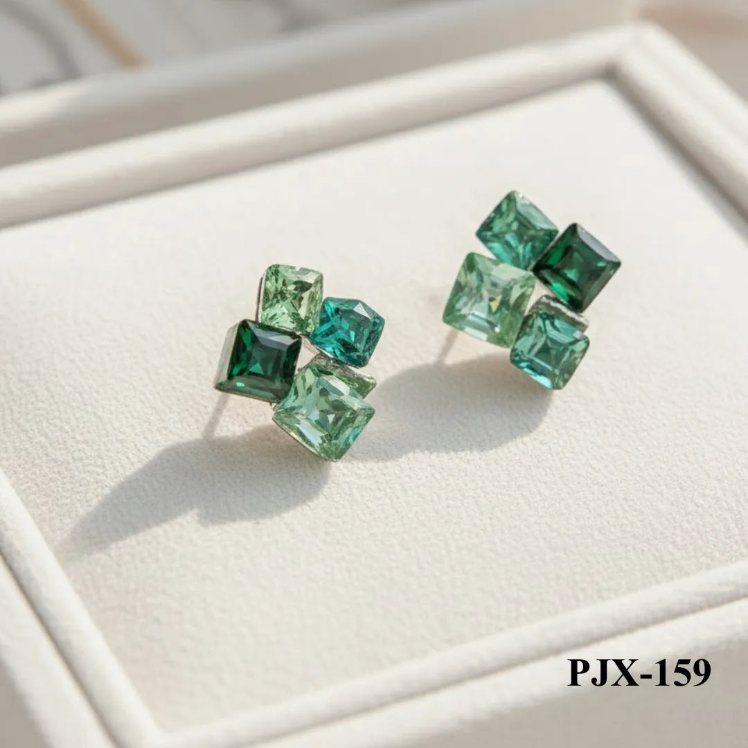PJX-159 - Green Crystal Sparkling - Earrings