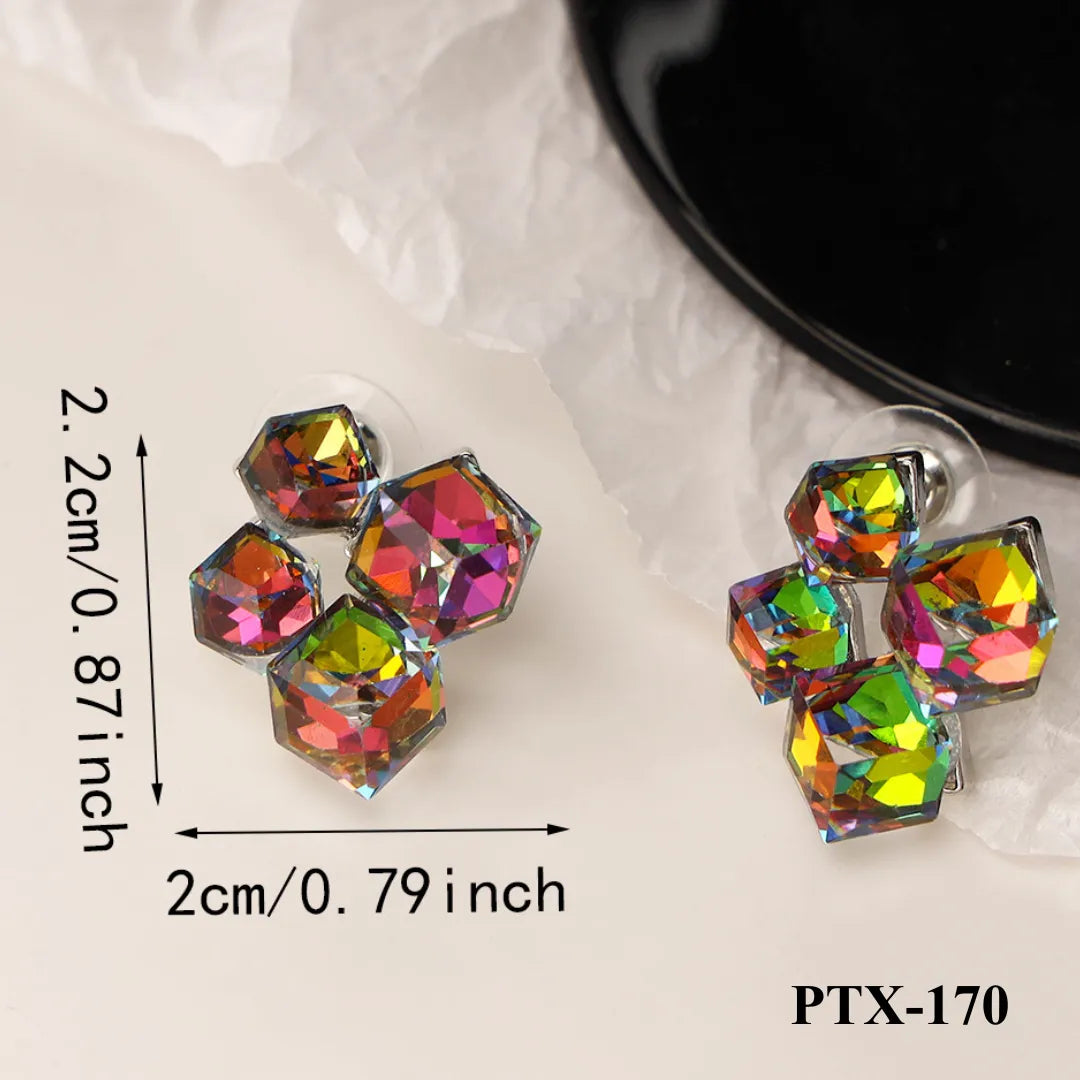 PJX-159 - Multi-Colour Crystal Sparkling - Earrings