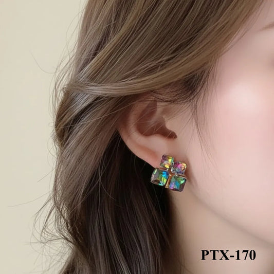 PJX-159 - Multi-Colour Crystal Sparkling - Earrings
