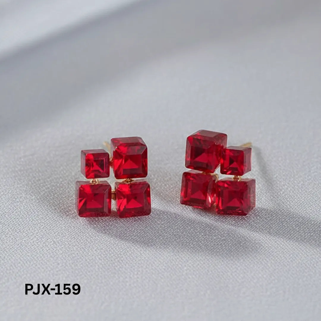 PJX-159 - Red Crystal Sparkling - Earrings