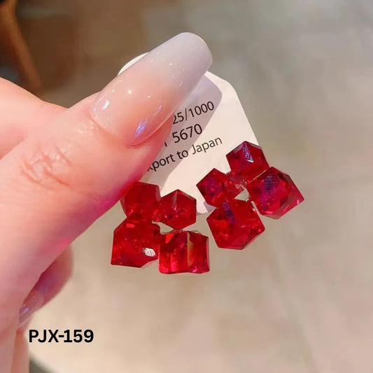 PJX-159 - Red Crystal Sparkling - Earrings