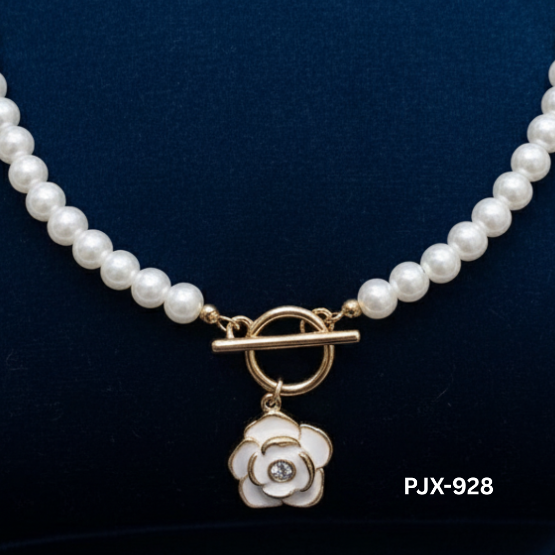 PJX-928 - White Flower - Necklace - BSM WHOLESALE