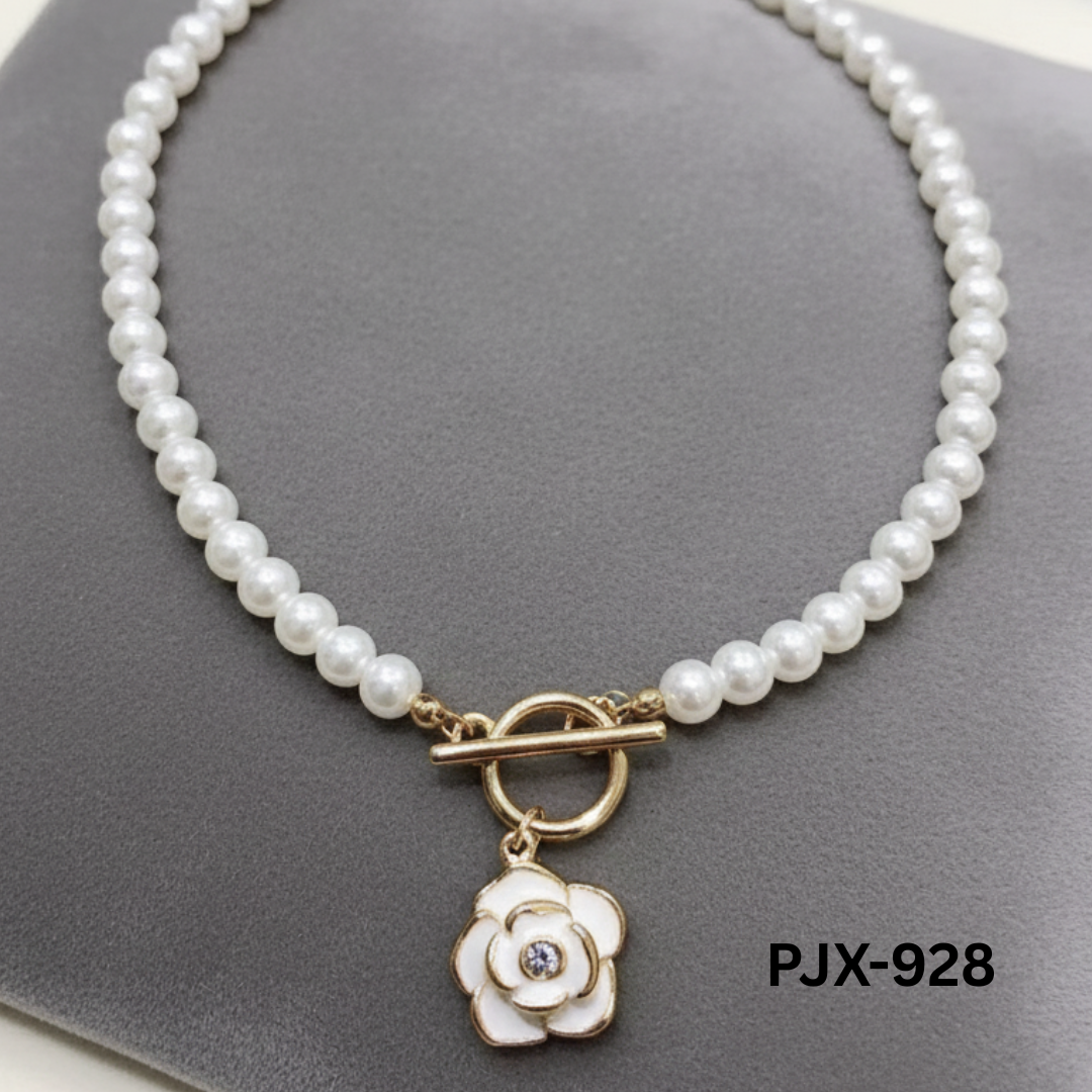 PJX-928 - White Flower - Necklace - BSM WHOLESALE