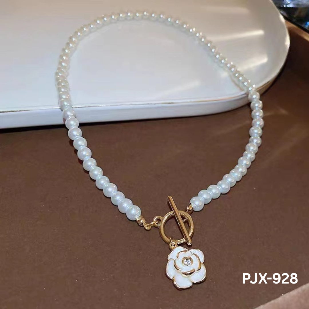 PJX-928 - White Flower - Necklace - BSM WHOLESALE