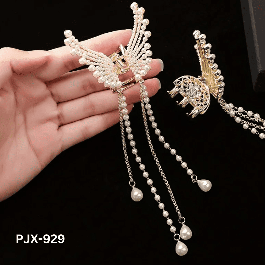 PJX-929 - Golden Butterfly Mini tassel - Claw - BSM WHOLESALE