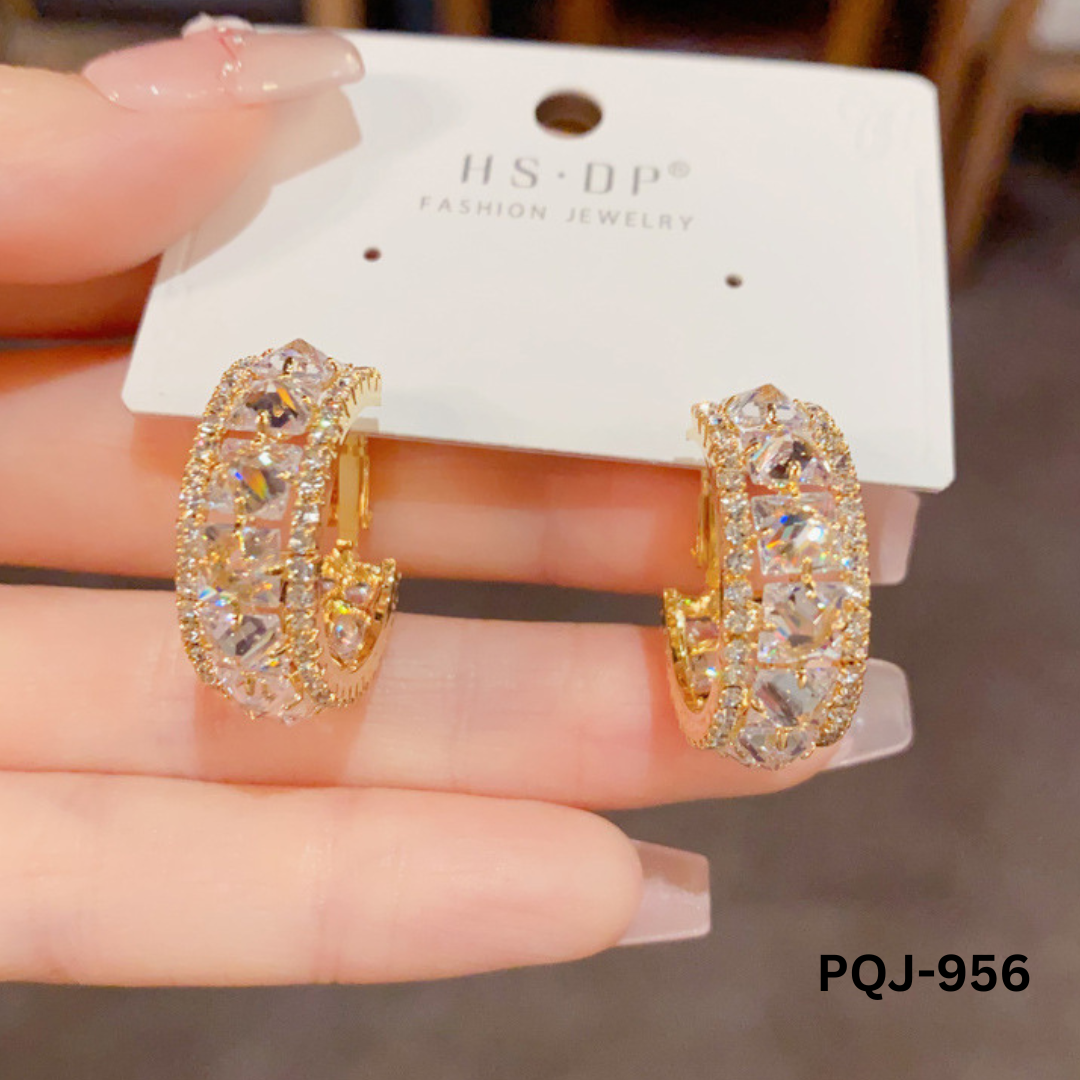 PQJ-956 - Golden Baliyaan - Earrings - BSM WHOLESALE