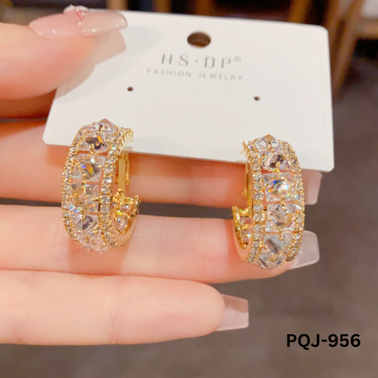 PQJ-956 - Golden Baliyaan - Earrings - BSM WHOLESALE