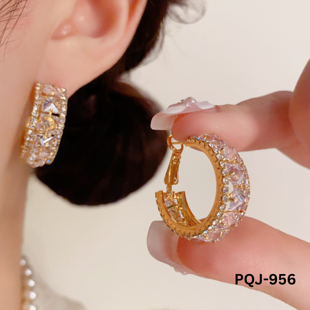 PQJ-956 - Golden Baliyaan - Earrings - BSM WHOLESALE