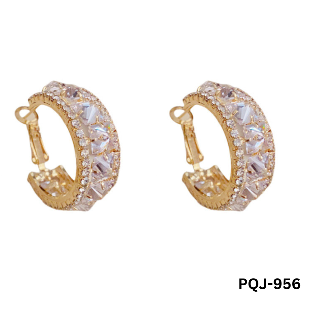 PQJ-956 - Golden Baliyaan - Earrings - BSM WHOLESALE