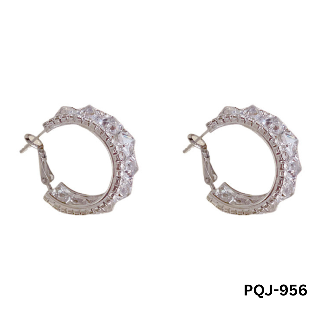 PQJ-956 Silver Zircon Elegant Baliyan/ Earrings By BSM - BSM WHOLESALE