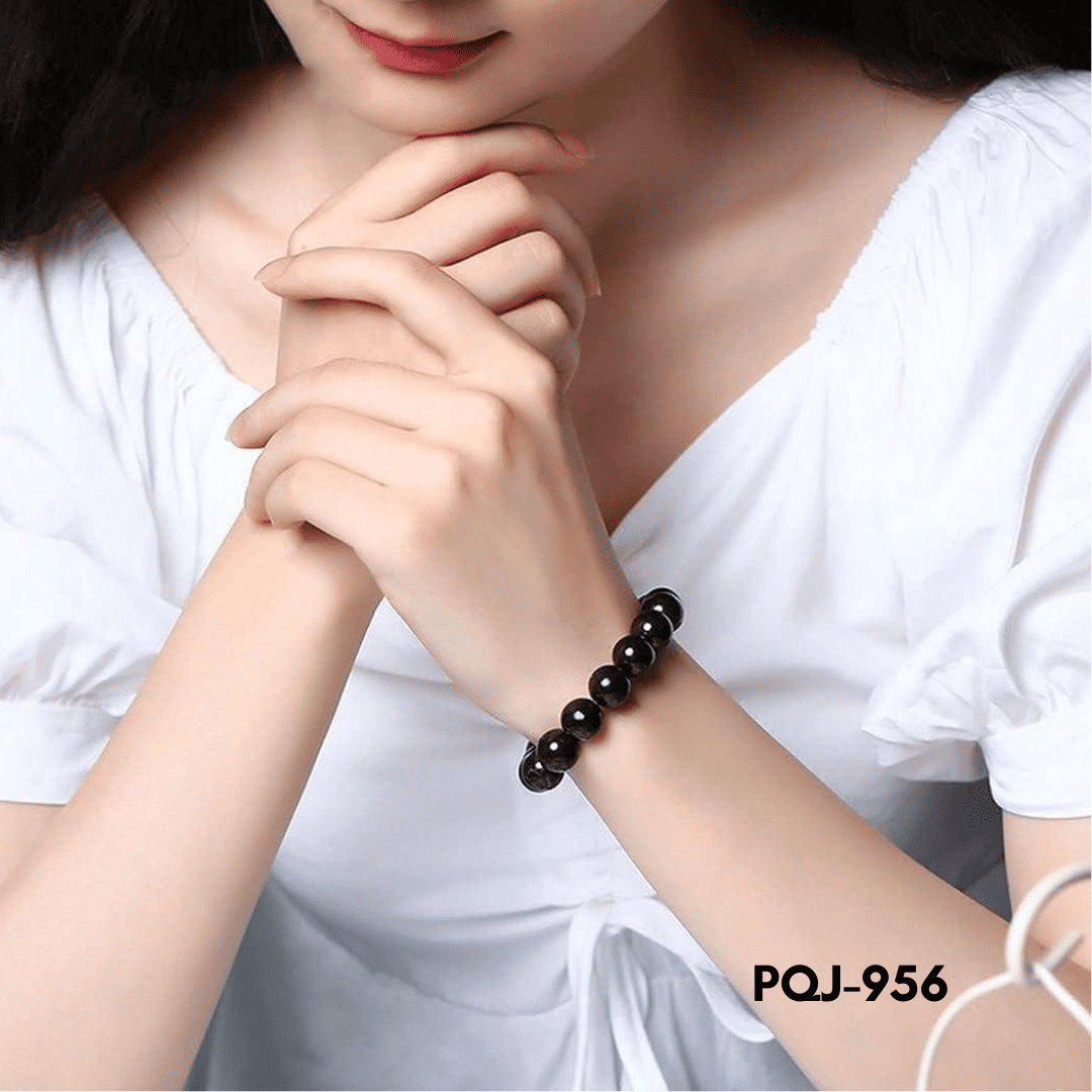 PQJ-957 - Black Beads - Bracelet - BSM WHOLESALE