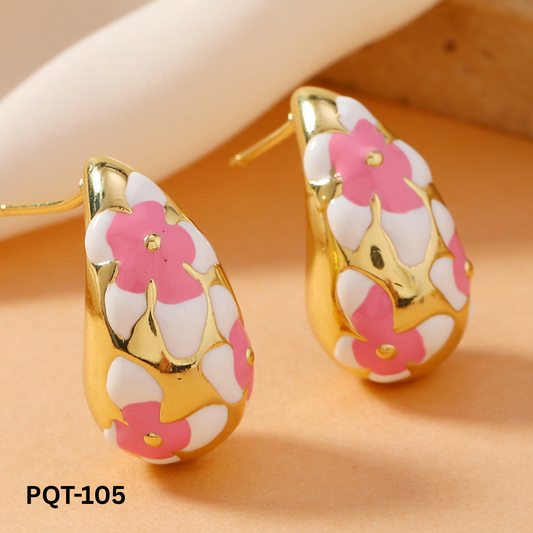 PQT-105 - Flower Hollow Drop - Earrings - BSM WHOLESALE