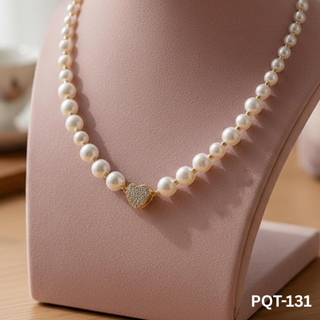 PQT-131 - White Heart- Necklace - BSM WHOLESALE