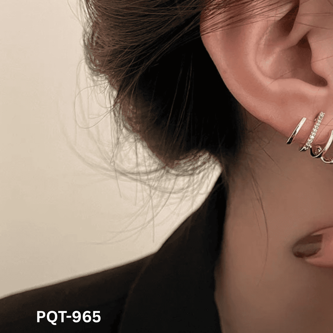 PQT-965 Golden W Shape Trending Zircon Earrings By BSM - BSM WHOLESALE