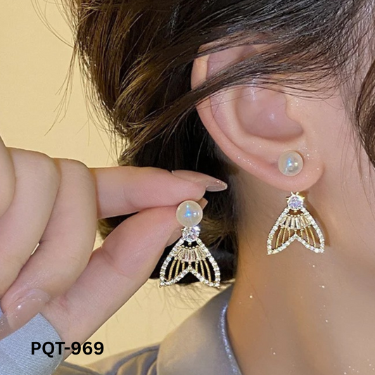 PQT-969 - Golden Fish Tail - Earrings - BSM WHOLESALE
