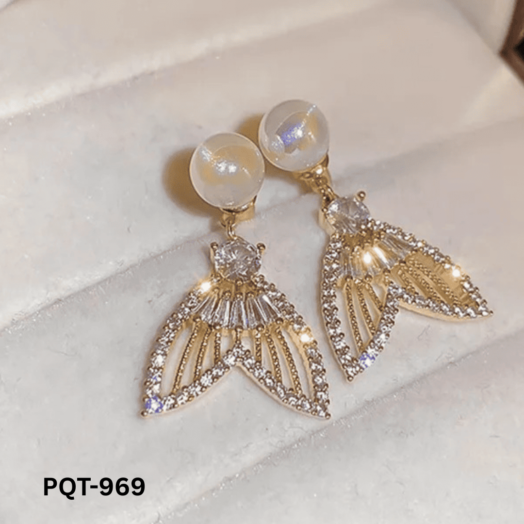 PQT-969 - Golden Fish Tail - Earrings - BSM WHOLESALE