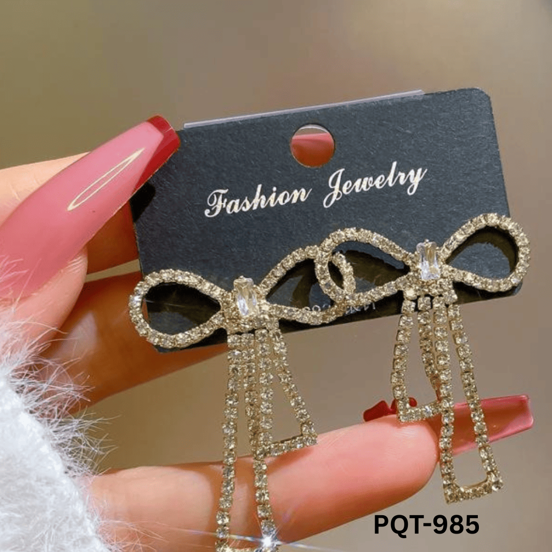 PQT-985 - Golden Bow Shape - Earrings - BSM WHOLESALE