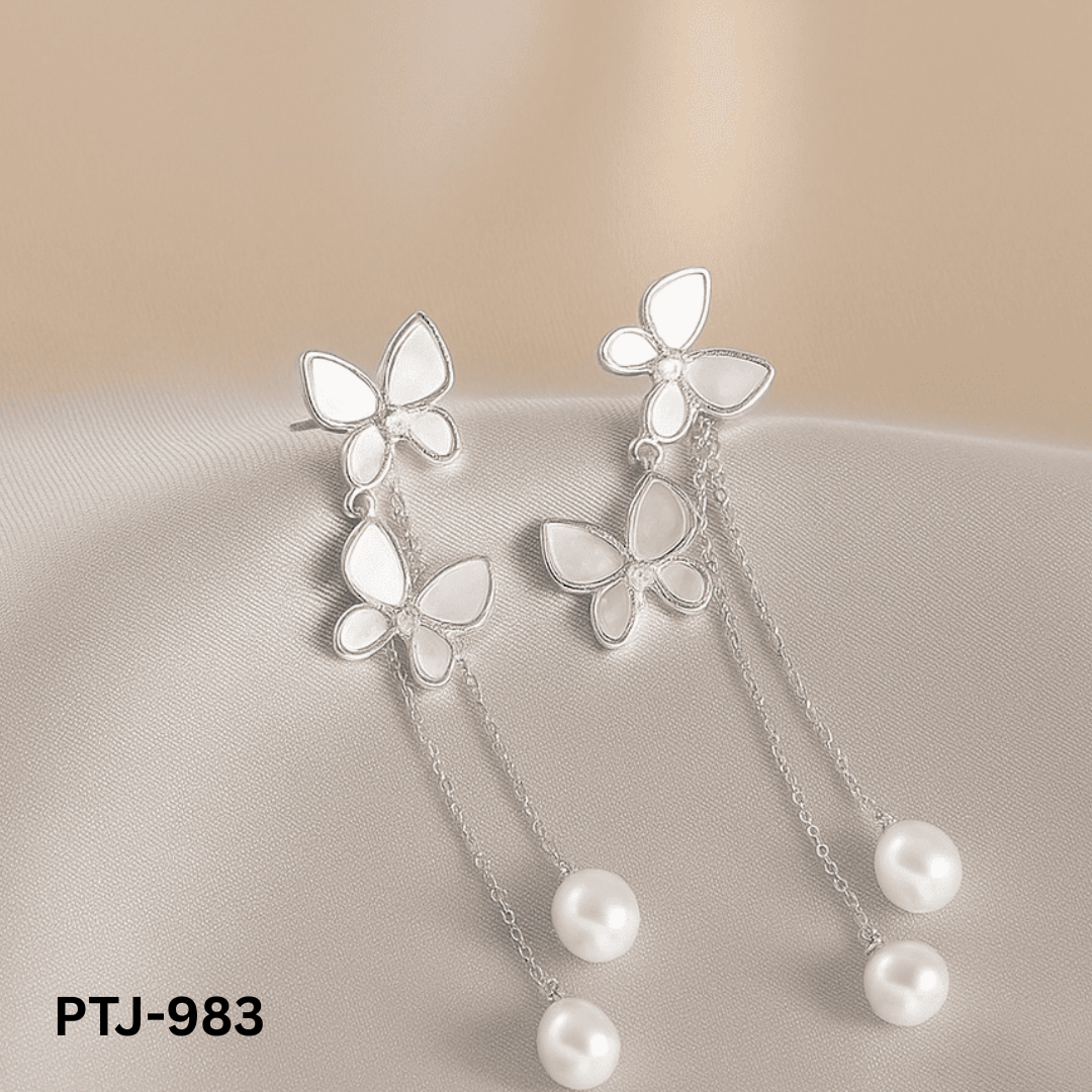 PTJ-983 - Hanging Double Butterfly - Earrings - BSM WHOLESALE
