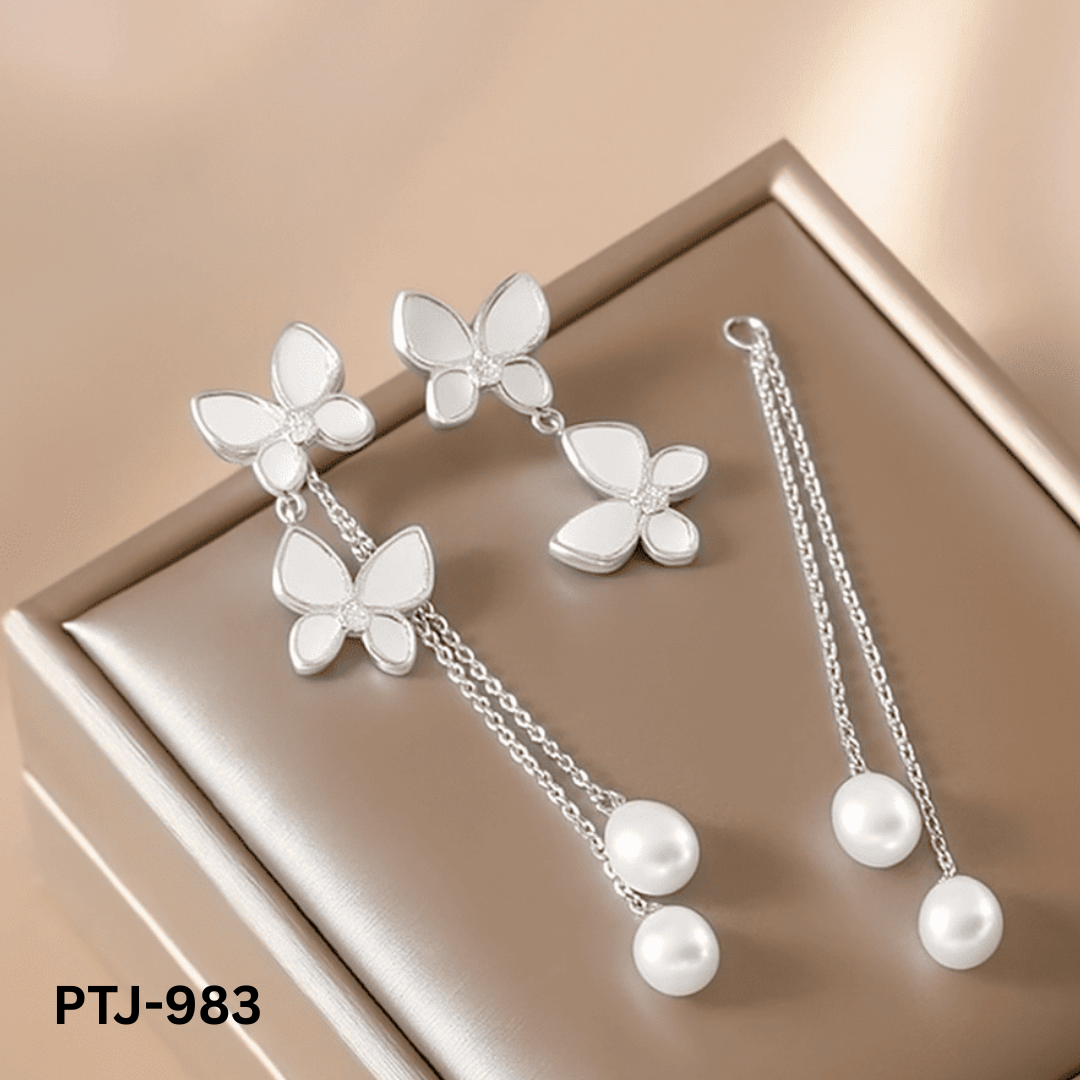 PTJ-983 - Hanging Double Butterfly - Earrings - BSM WHOLESALE