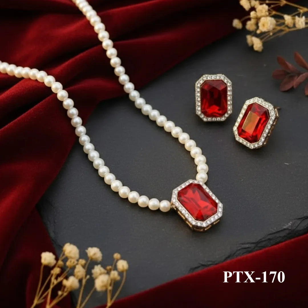 PTX-170 - Red Stone - Jewellery Set